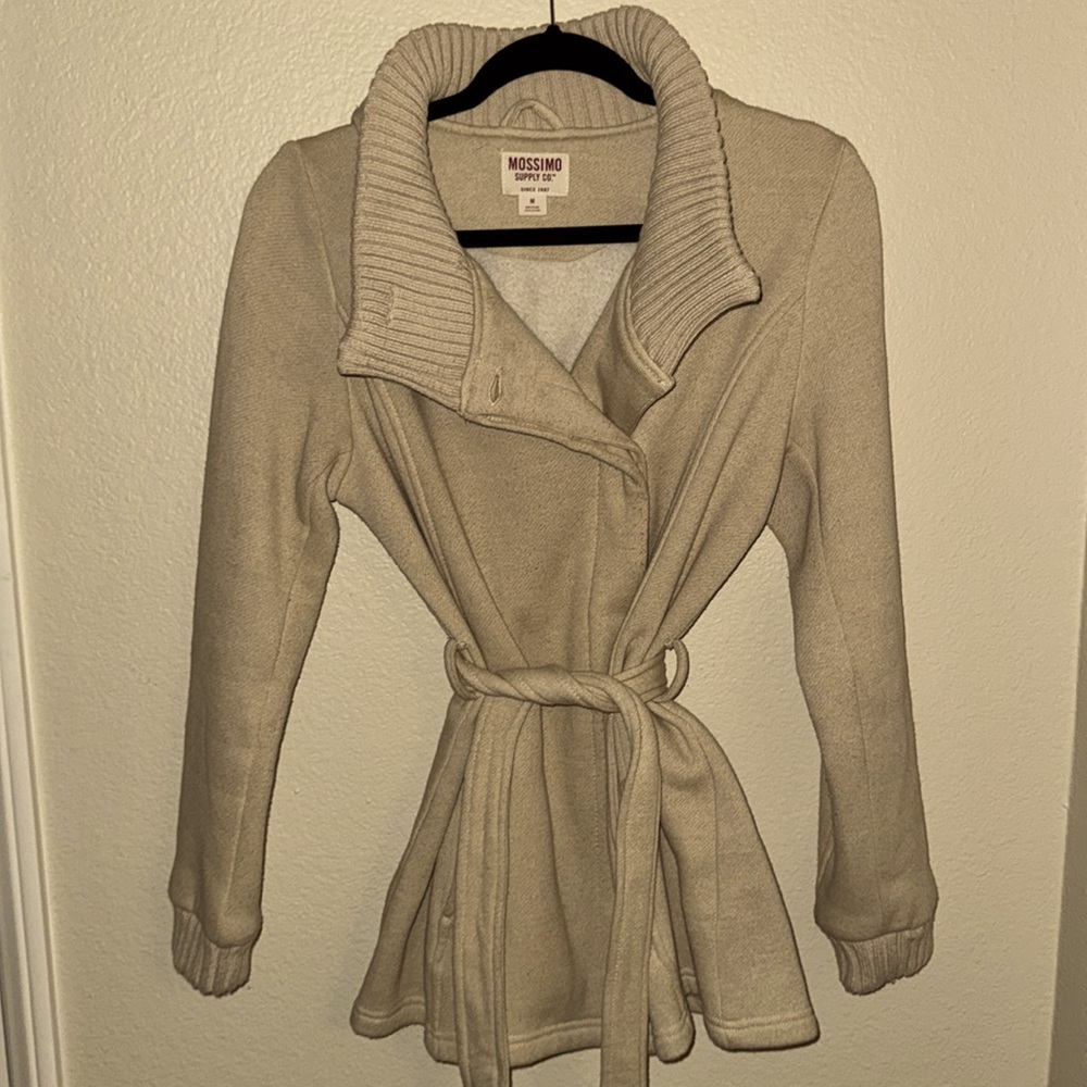 MOSSIMO Mid-Length Sweater/Trench Style Coat - Size: M